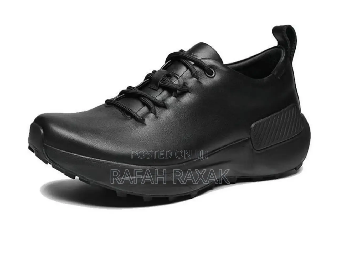 Men’S Triple Black Ecco Smart Casual Leather Sneakers