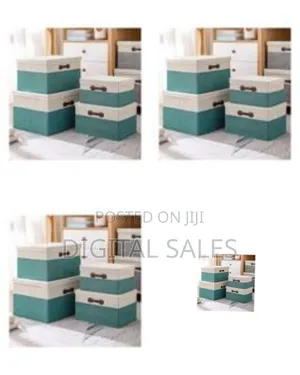 Stylish Fabric Storage Boxes With Lids and Handles - Multicol