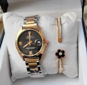 Black Face Ladies' Rolex Original Fancy Wrist Time Piece With Bracelet