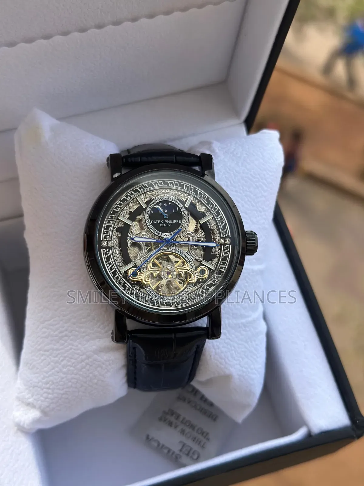 Men's Original Patek Philippe Geneva Leather Strapped Wrist Time Piece