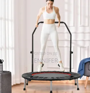Foldable Mini Exercise Trampoline With an Adjustable Handle Bar