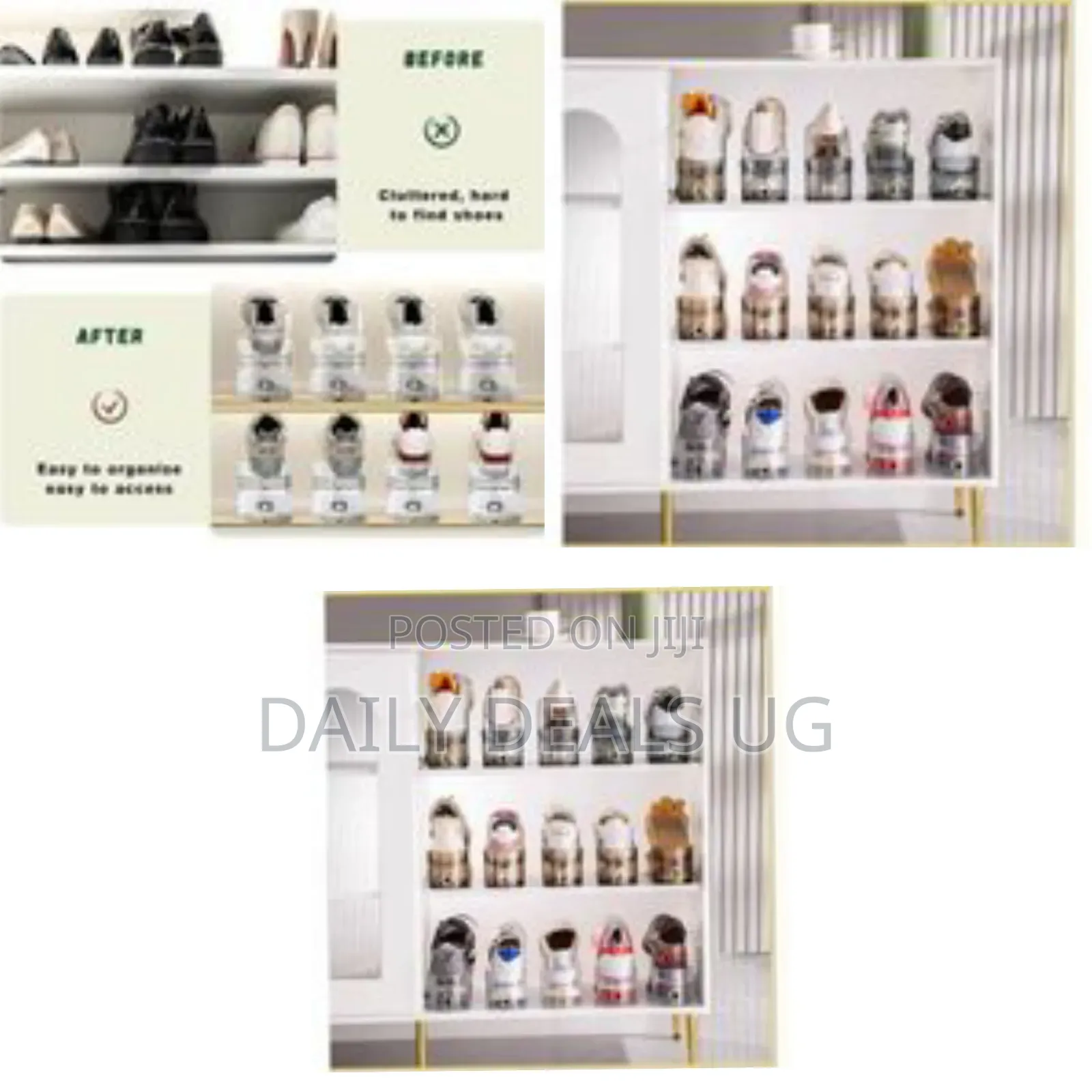 Adjustable Clear Plastic Shoe Slots / Space-Saving Shoe Organizer Rack