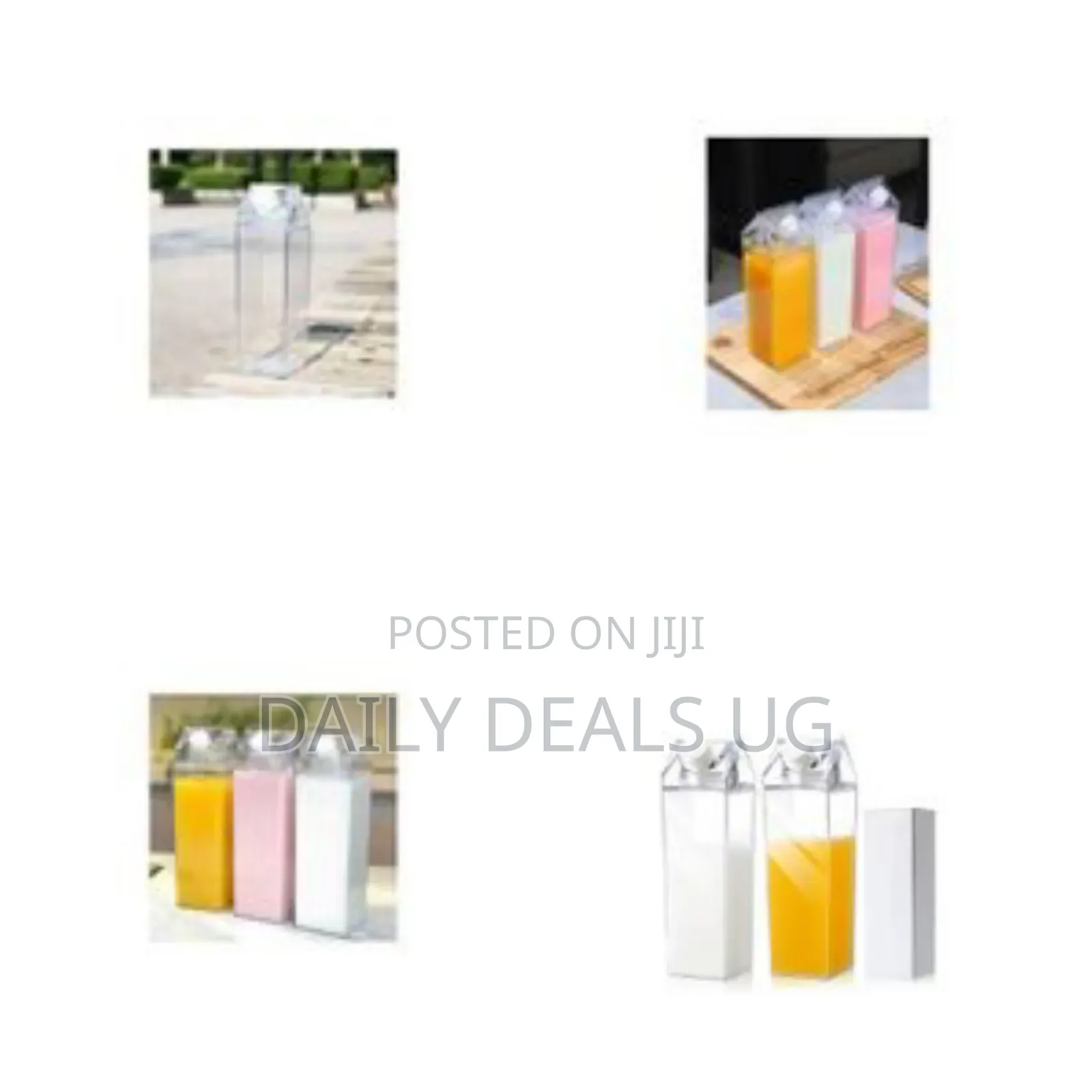 Clear Acrylic Milk Carton Style Reusable Beverage Bottle (1000ml)
