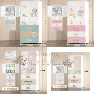 Children's Modular Plastic Wardrobe/Storage Cabinet With Cartoon Bear