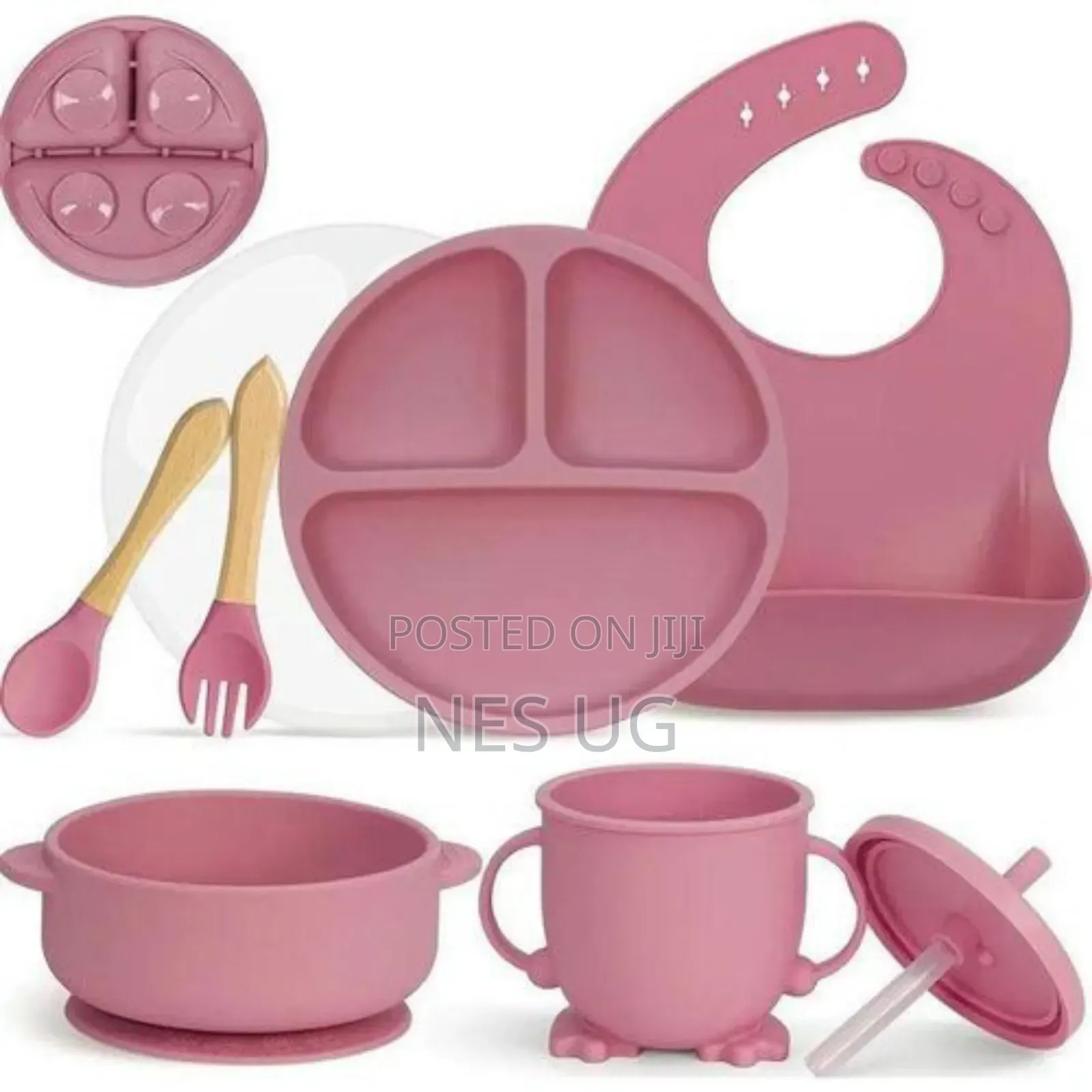 Silicone Baby Feeding Set, Plates, Cups, Bib, Drinker - Multicolour