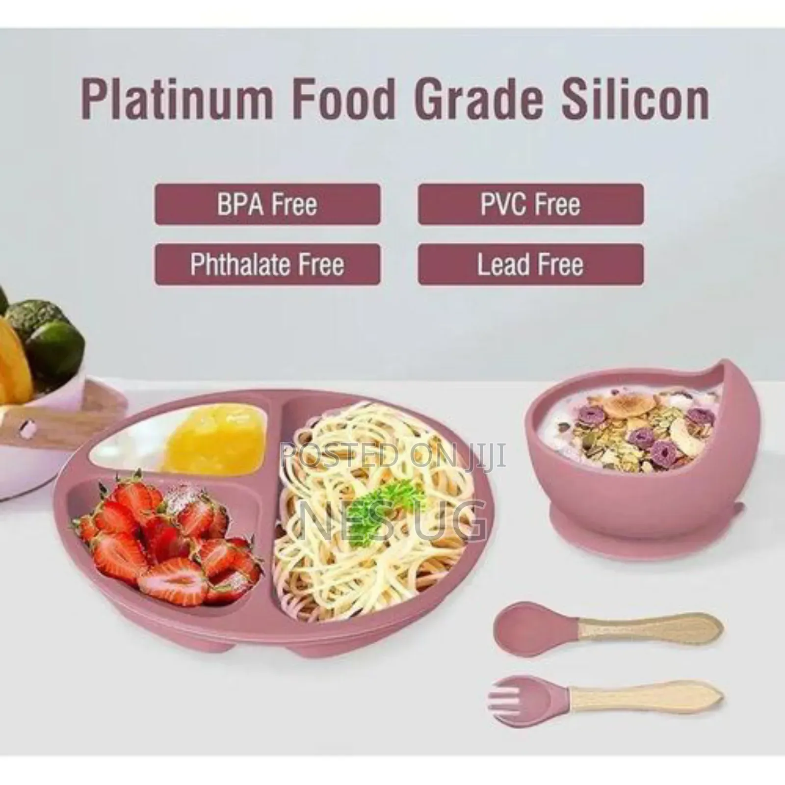 Silicone Baby Feeding Set, Plates, Cups, Bib, Drinker - Multicolour