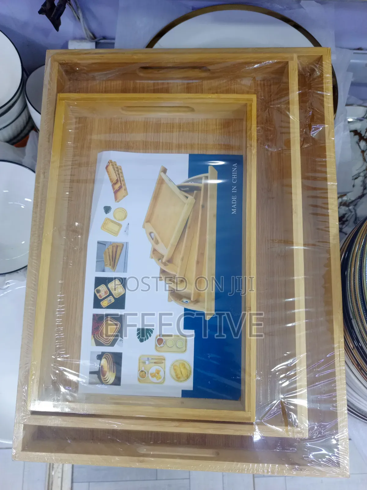 Natural Bamboo Serving Trays.