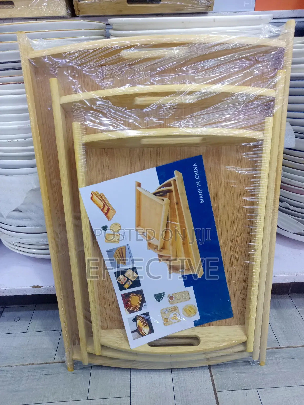 A Set of Three Nested Bamboo Serving Trays.