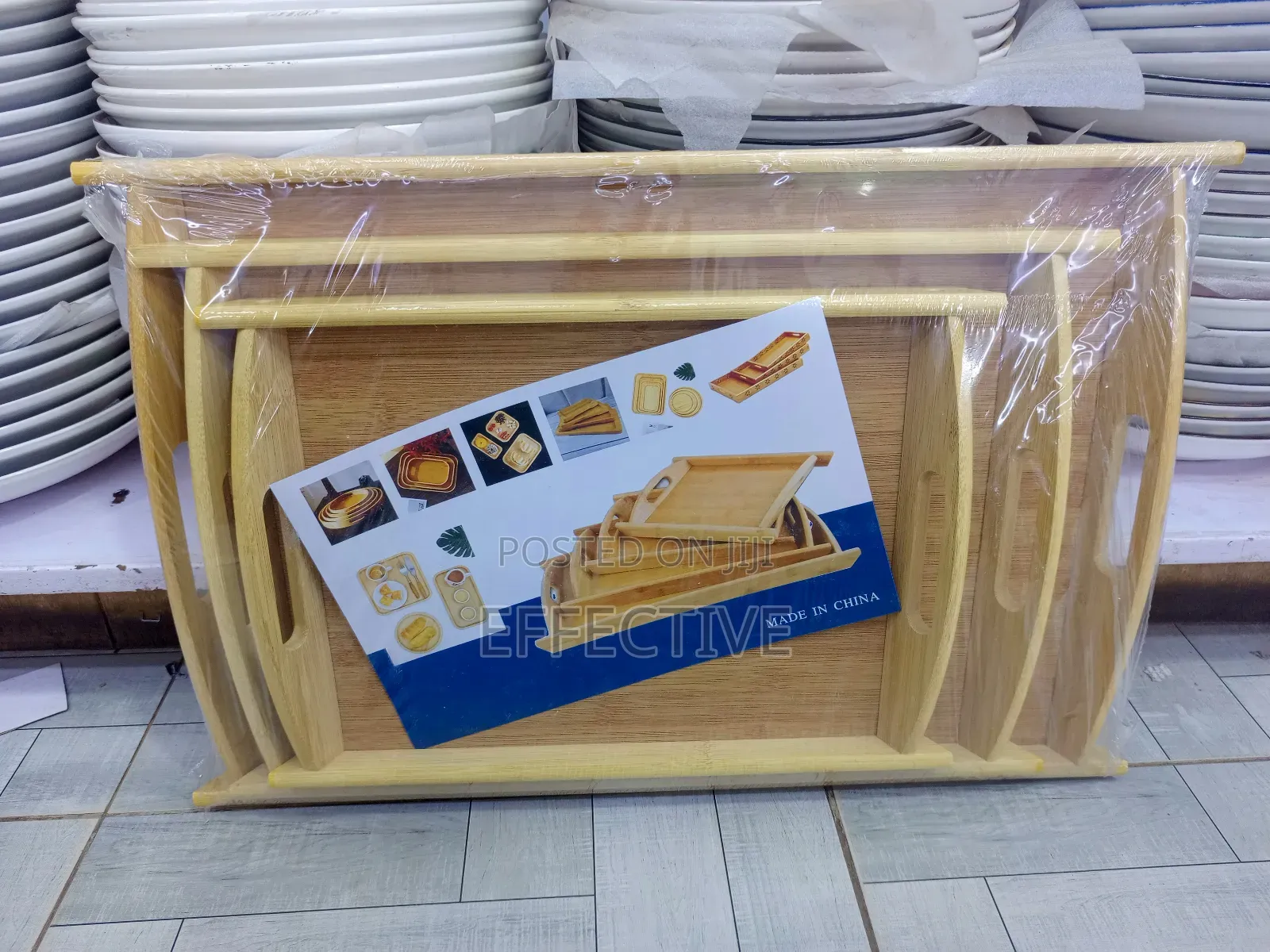 A Set of Three Nested Bamboo Serving Trays.