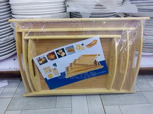 A Set of Three Nested Bamboo Serving Trays.