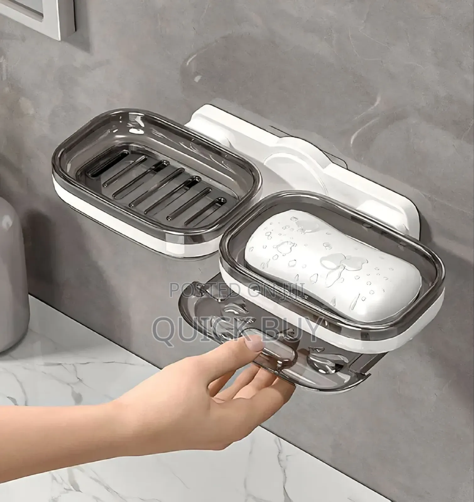 Wall-Mounted, Double-Layer Soap Holder.