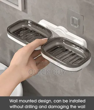 Wall-Mounted, Double-Layer Soap Holder.