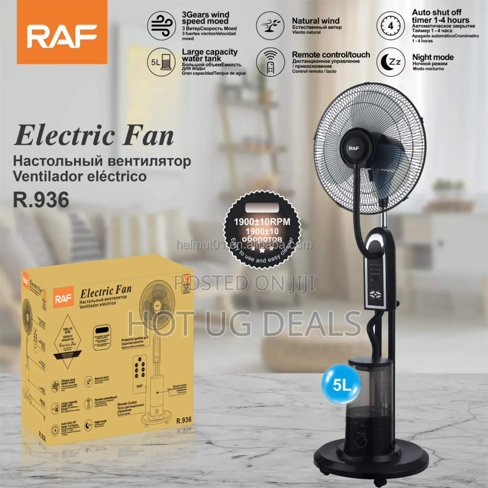 Raf Electric Mist Fan With Water Spray Remote Control