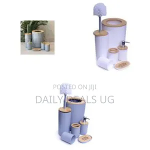 6-Piece Bamboo Ribbed Bathroom Accessory Set - Multicolor