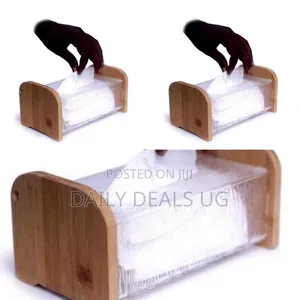 Modern Bed-Inspired Tissue Box Holder With Wooden Accents - Multicolor