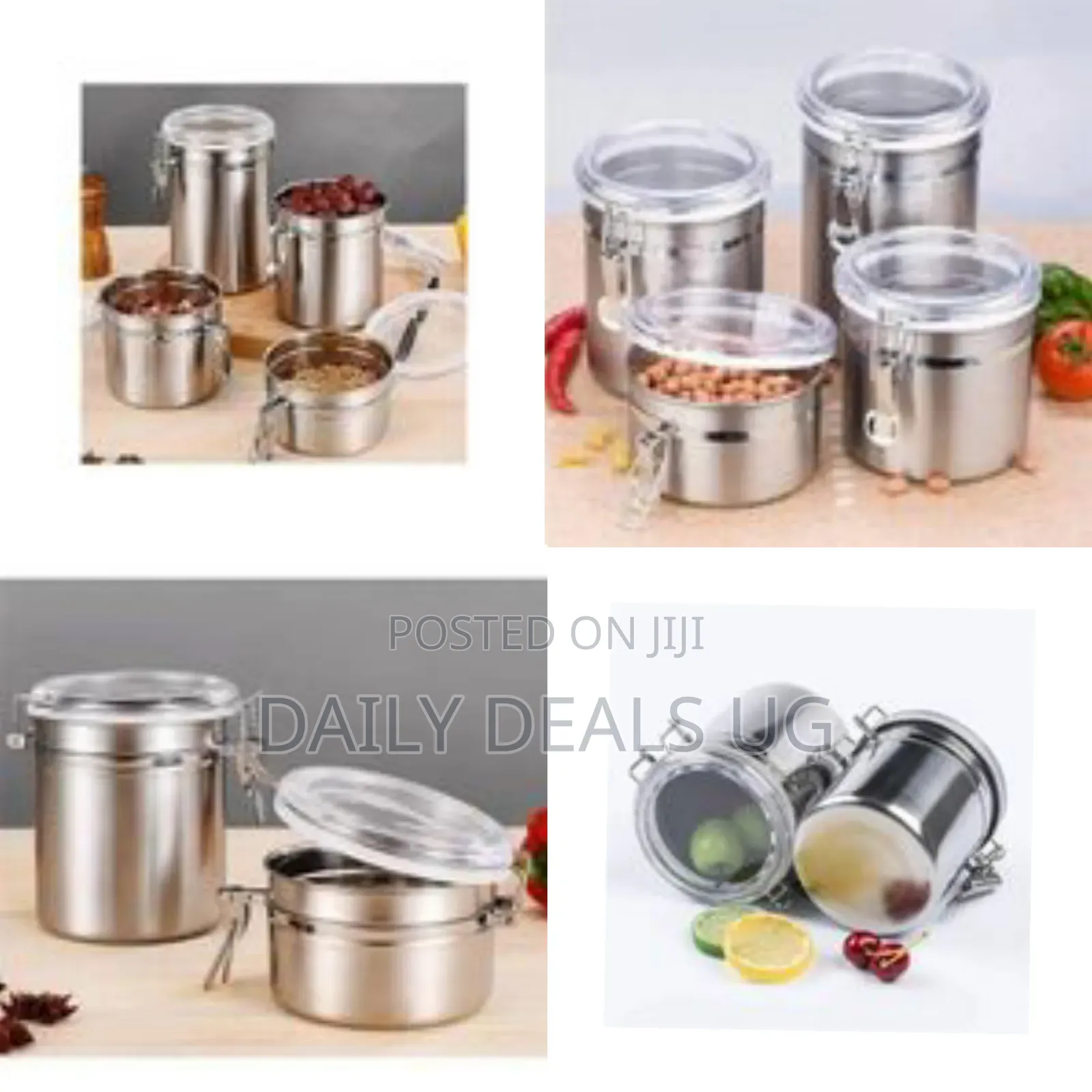 4 Pieces Stainless Steel Canister Tins for Kitchen Storage