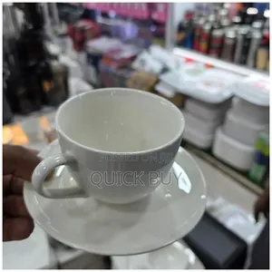 6pcs Plain White Ceramic or Porcelain Tea Cup and Saucer