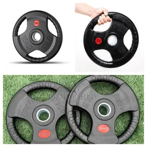 15kg Rubber-Coated Olympic Weight Plate With a Tri-Grip Design
