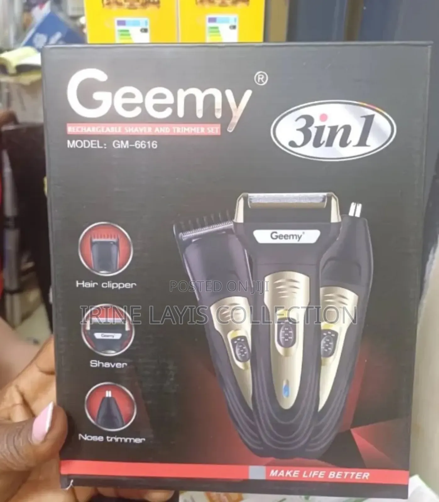 Geemy 3-in-1 Rechargeable Shaver and Trimmer Set.