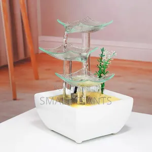 Ceramic and Glass Tabletop Water Fountain With Led Lights