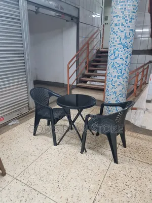 Matted Back Plastic Chairs and Glass Table Set 2 Seater
