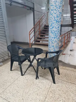 Matted Back Plastic Chairs and Glass Table Set 2 Seater