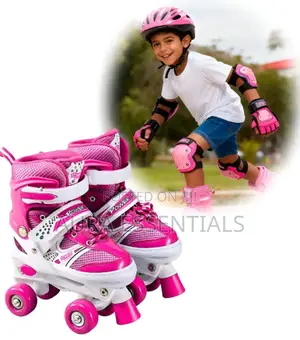 Kids 4 Wheel Roller Skates With Protective Gear