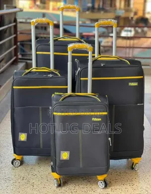 4pcs Set Of Fabric Cloth Travel Suitcases - Black