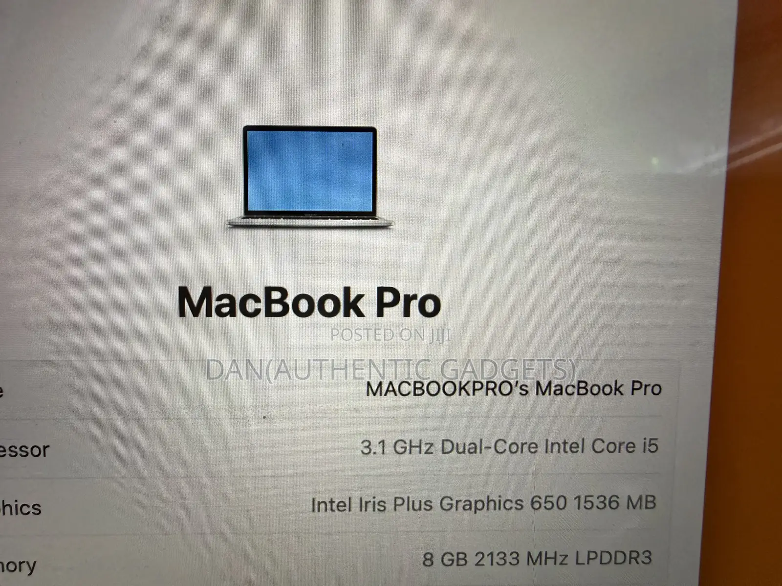 Laptop Apple MacBook Pro 2017 8GB Intel Core I5 SSD 256GB