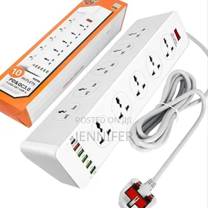 10 Ways Power Socket ,5 Usb-a ,1 Usb C,2m Cable Length