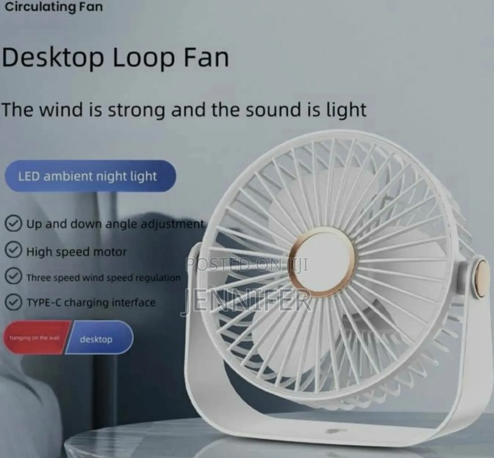 Usb Rechargeable Air Circulation Desk Fan.