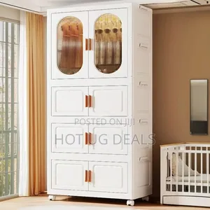 Foldable Plastic  Wardrobe Closet With Wheels