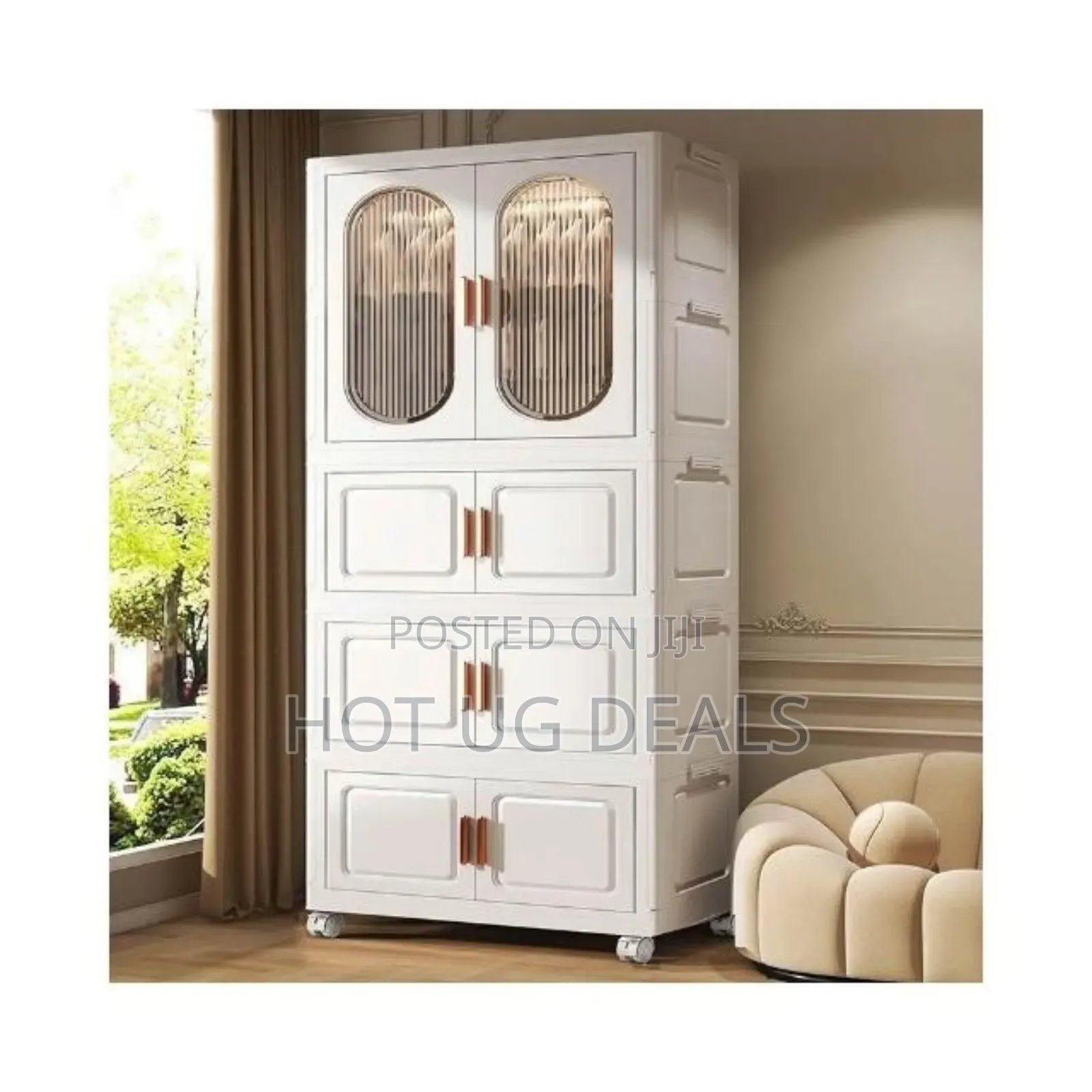 Foldable Plastic  Wardrobe Closet With Wheels