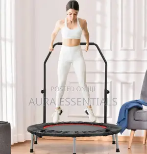 Foldable Mini Exercise Trampoline With an Adjustable Handle Bar