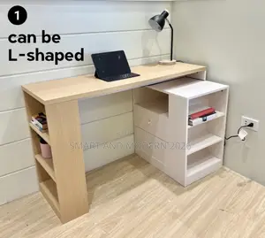 Modern Office Desk With Bookshelf - Study Reading Table