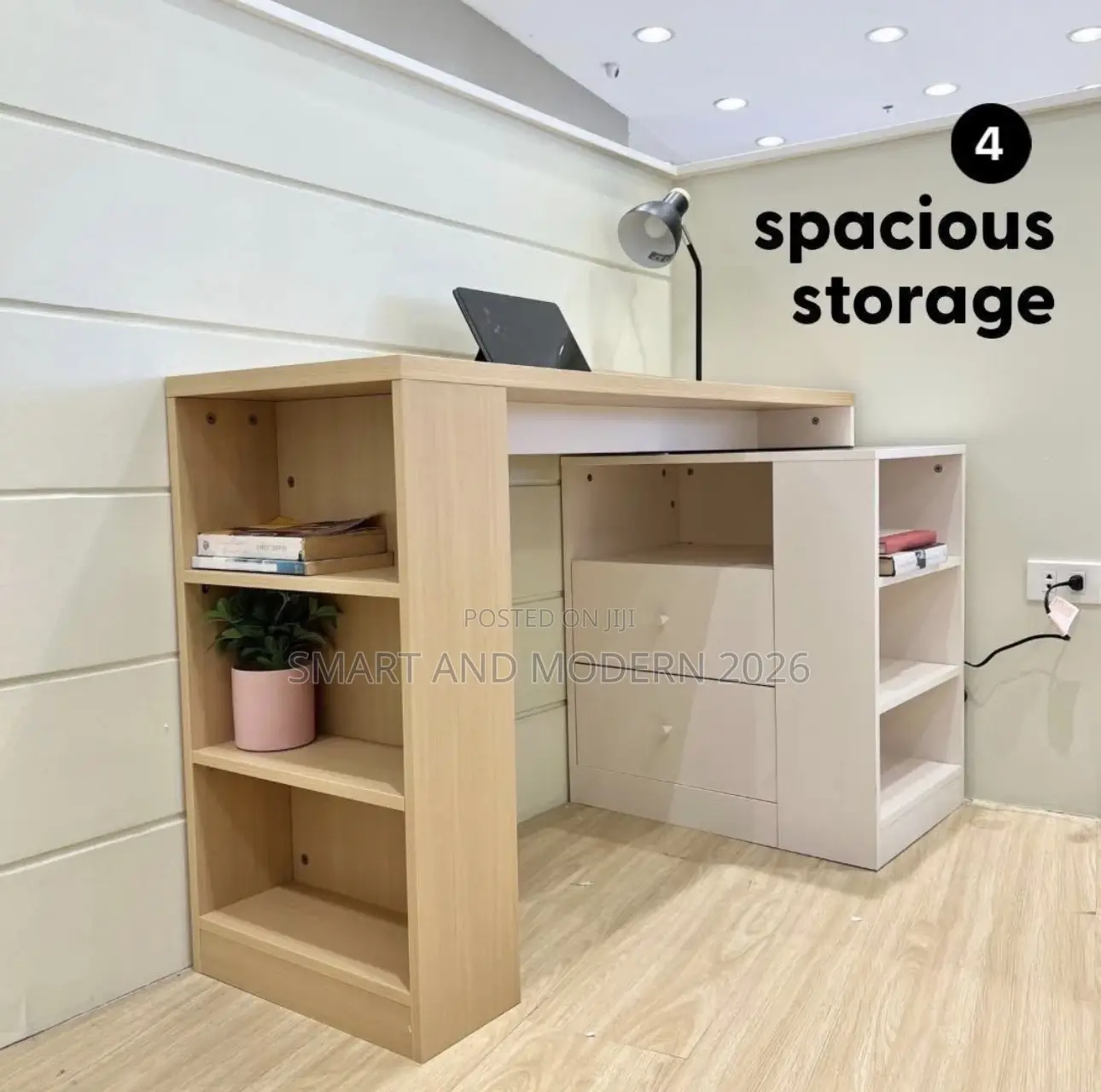 Modern Office Desk With Bookshelf - Study Reading Table