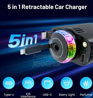 Starlight Retractable Car Charger With Aromatherapy