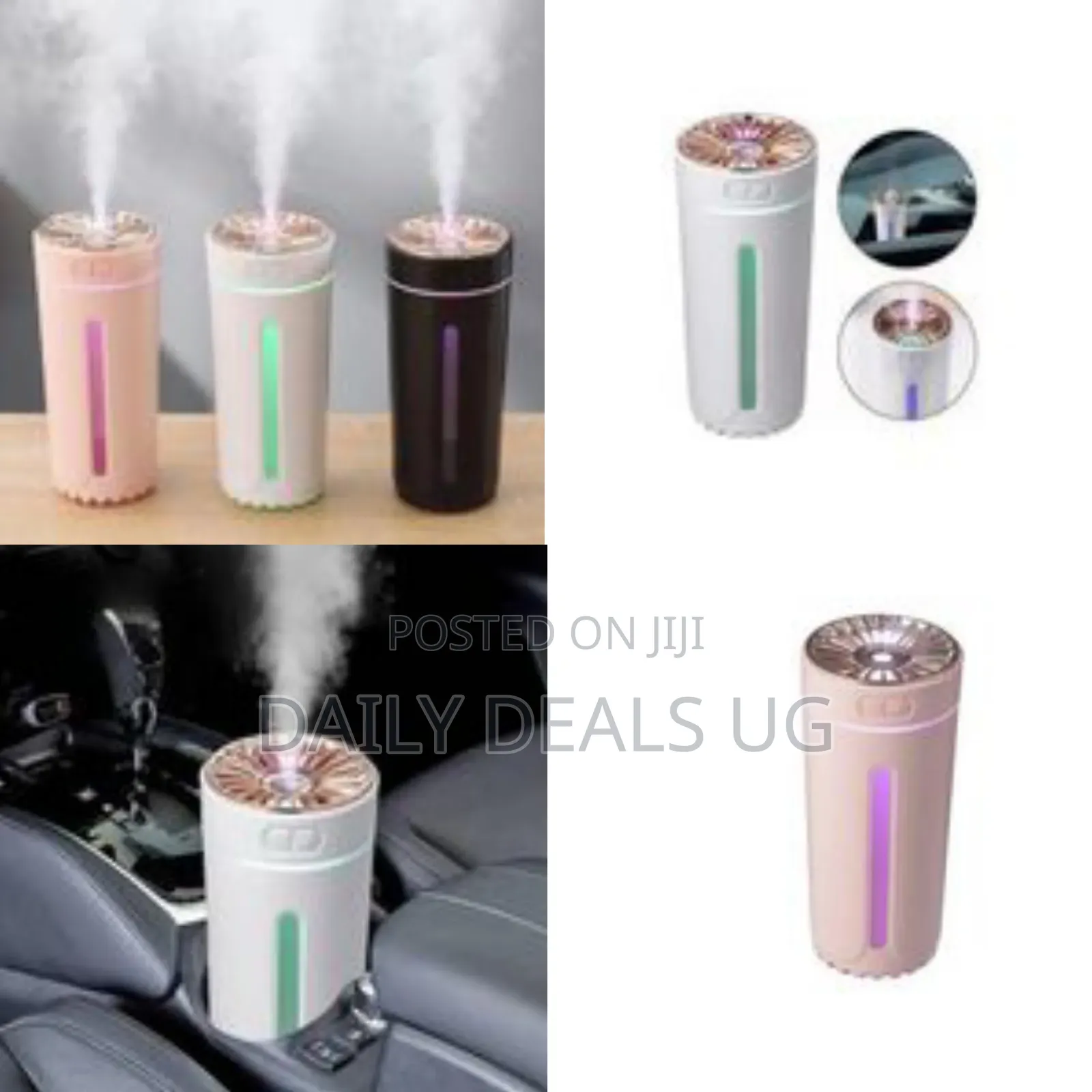 Mini Car Air Humidifier With Led Light - Multicolor