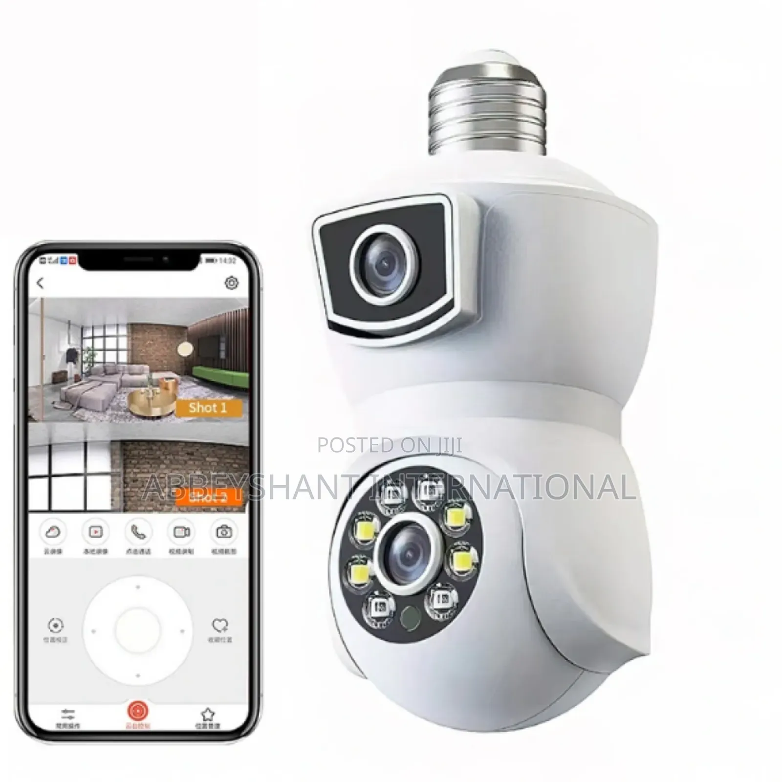Smart Camera V380 E9 Dual Lens Bulb PTZ Ip Camera