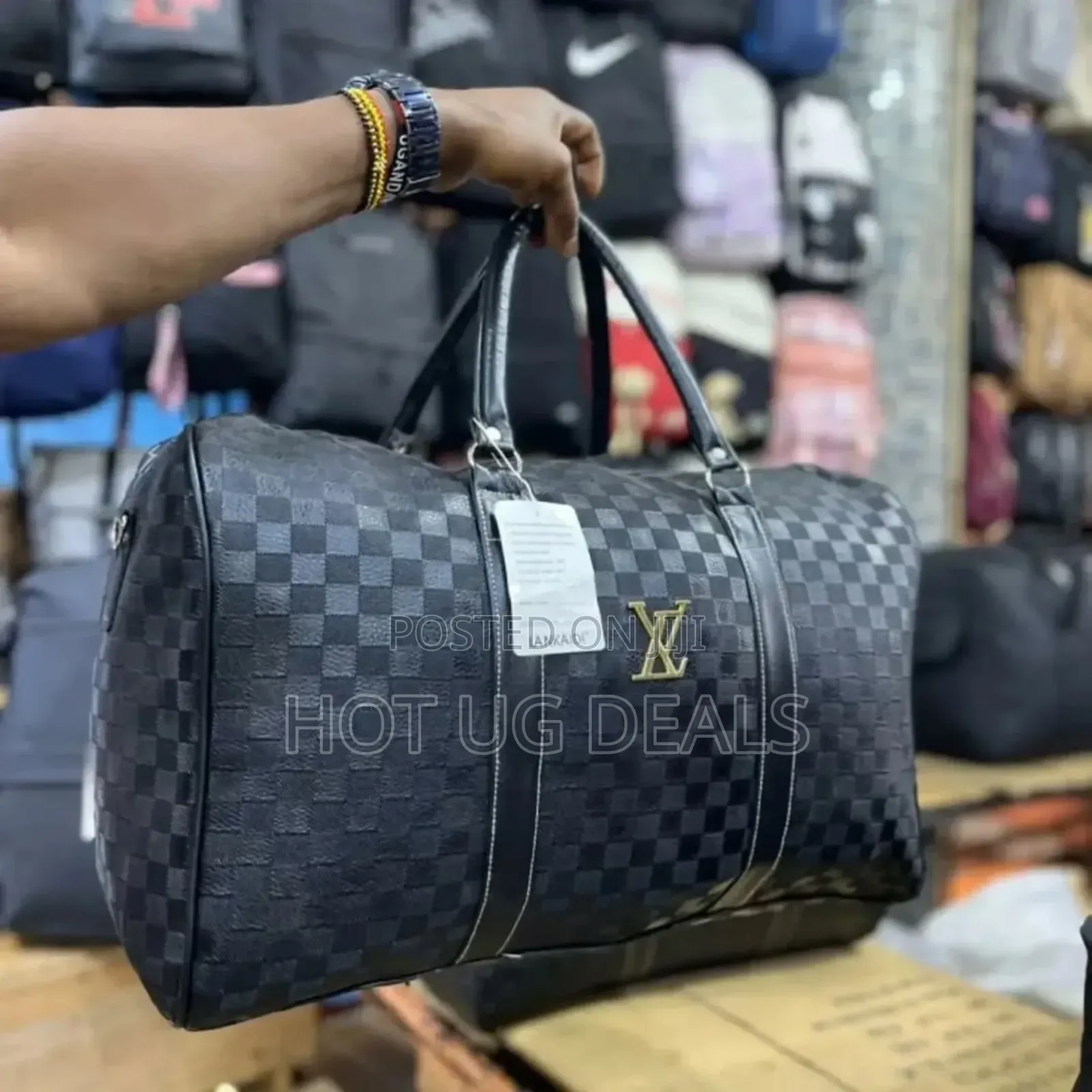 Checkered Duffel Bag, Travel Or Weekend Bag.