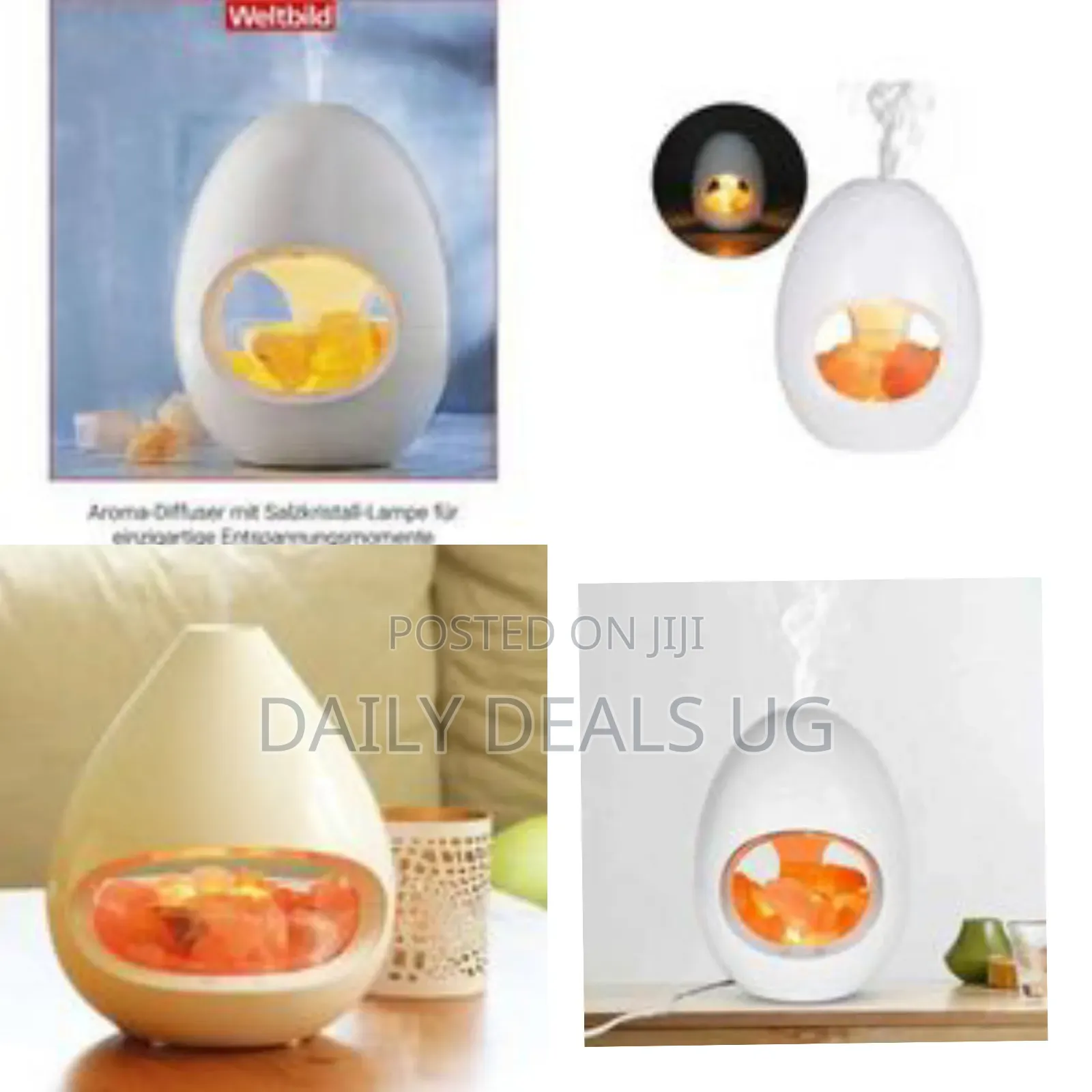 Egg-Shaped Humidifier Aroma Diffuser With Himalayan Salt Lamp Effect