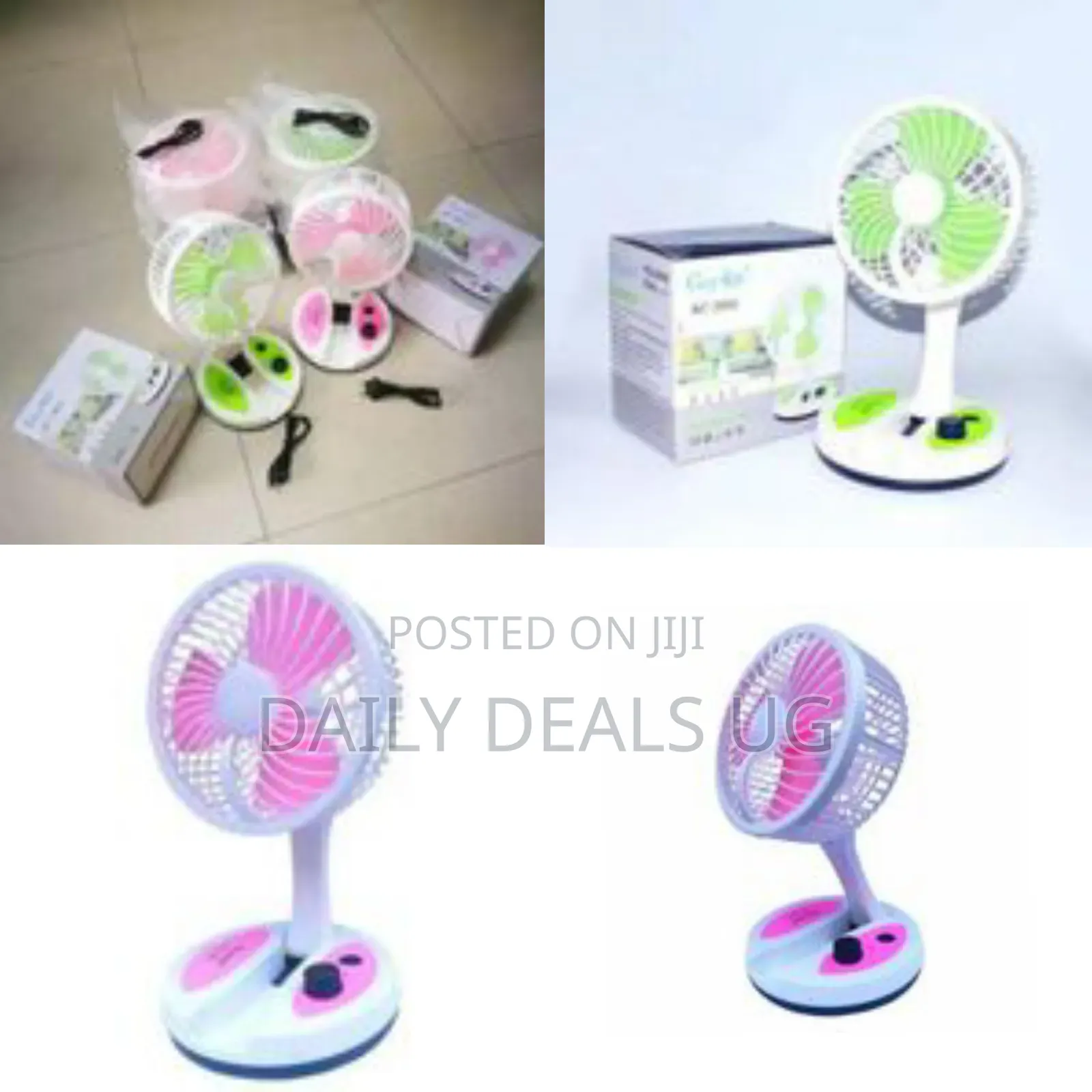 Foldable Rechargeable Portable Table Fan With Light - Multicolor