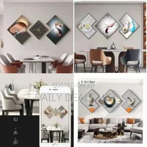 Modern 3-piece Dining Room Wall Art Set With Integrated Silent Clock