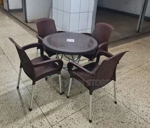 4 Patio Garden Chairs and Heavy Duty Plastic Folding Table for Dining