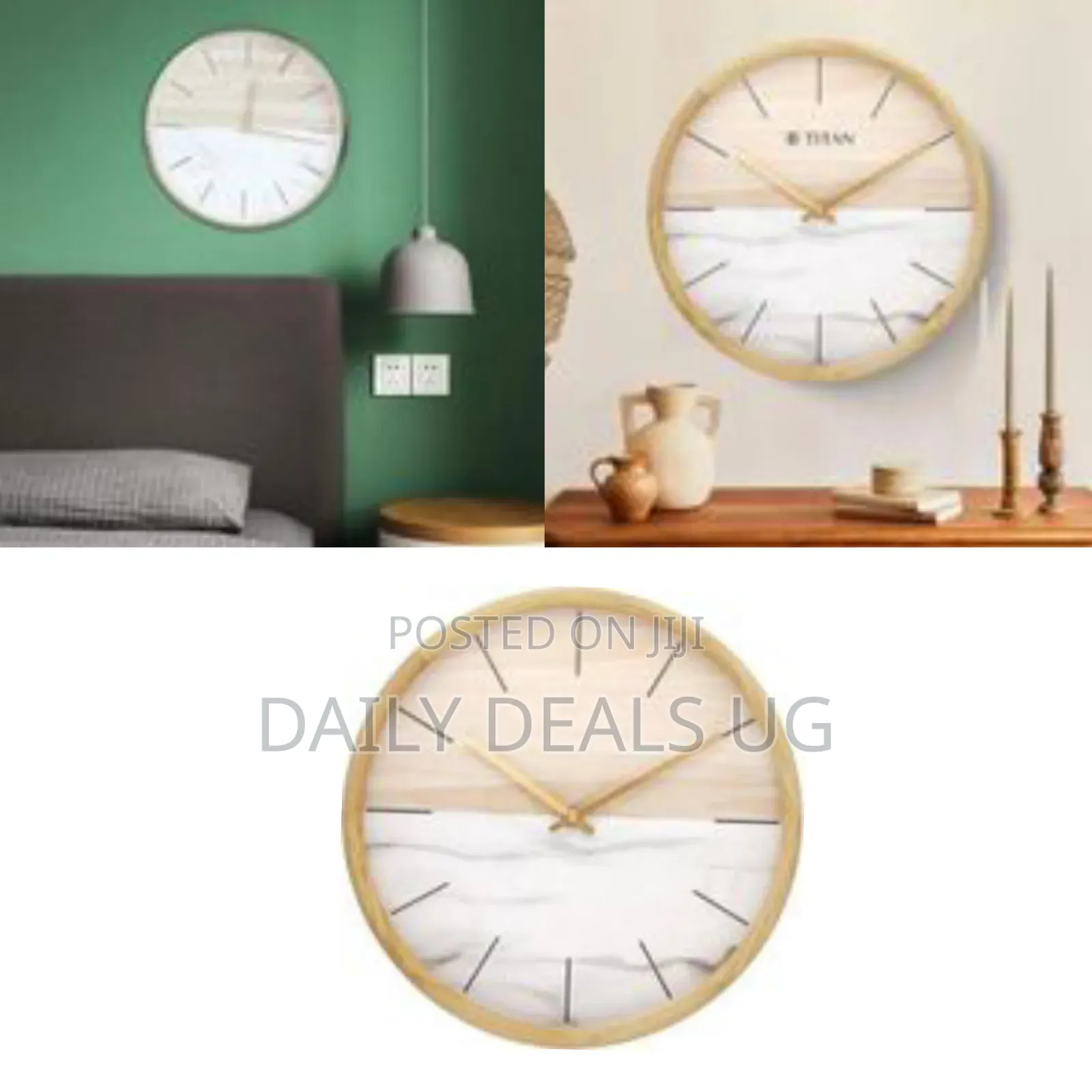 Modern Minimalist Wood Marble Design Wall Clock
