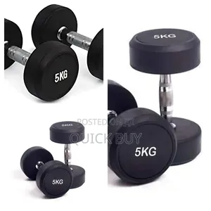 5kg Rubber-Coated Round Dumbbells