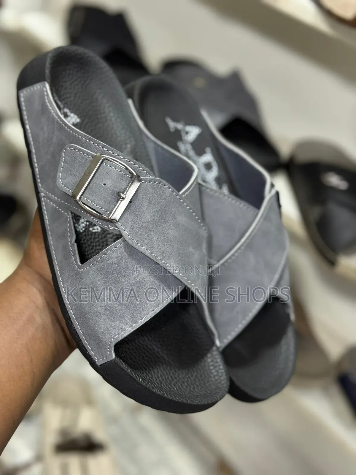 Leather Strap Slipon Unisex Sandals