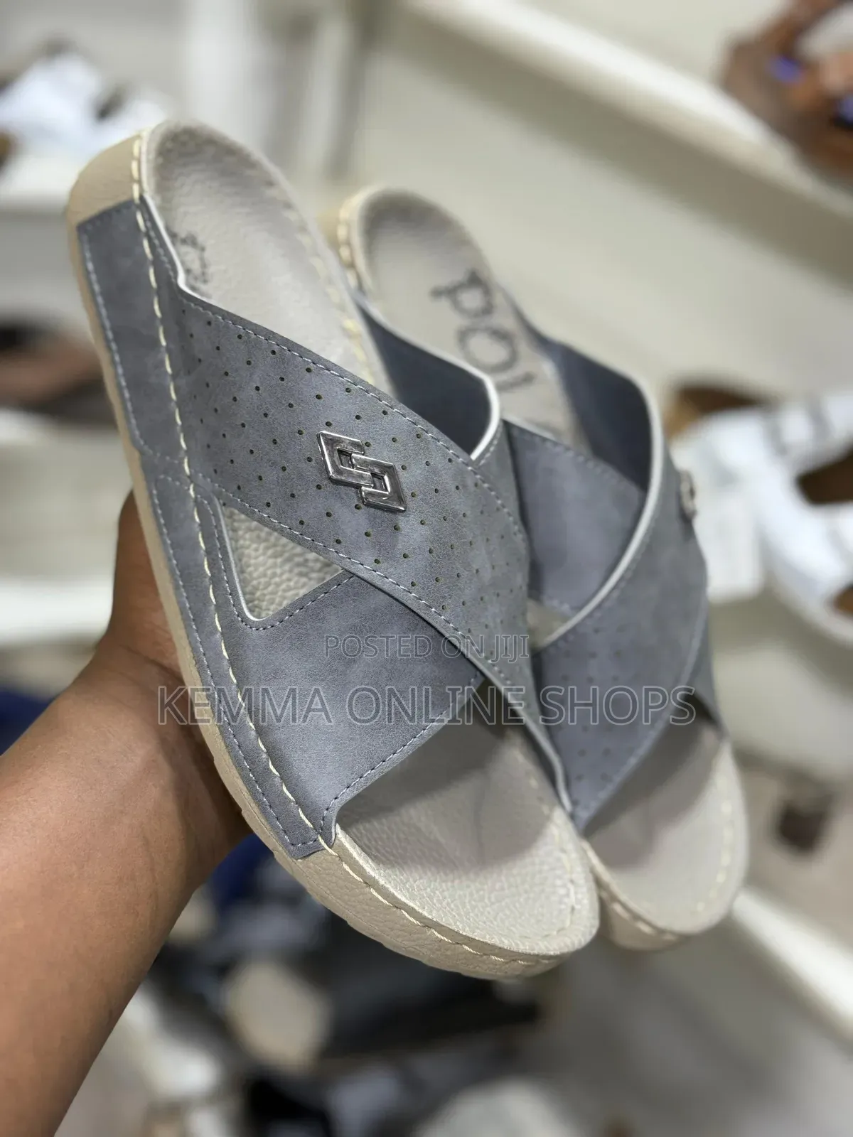 Leather Strap Slipon Unisex Sandals