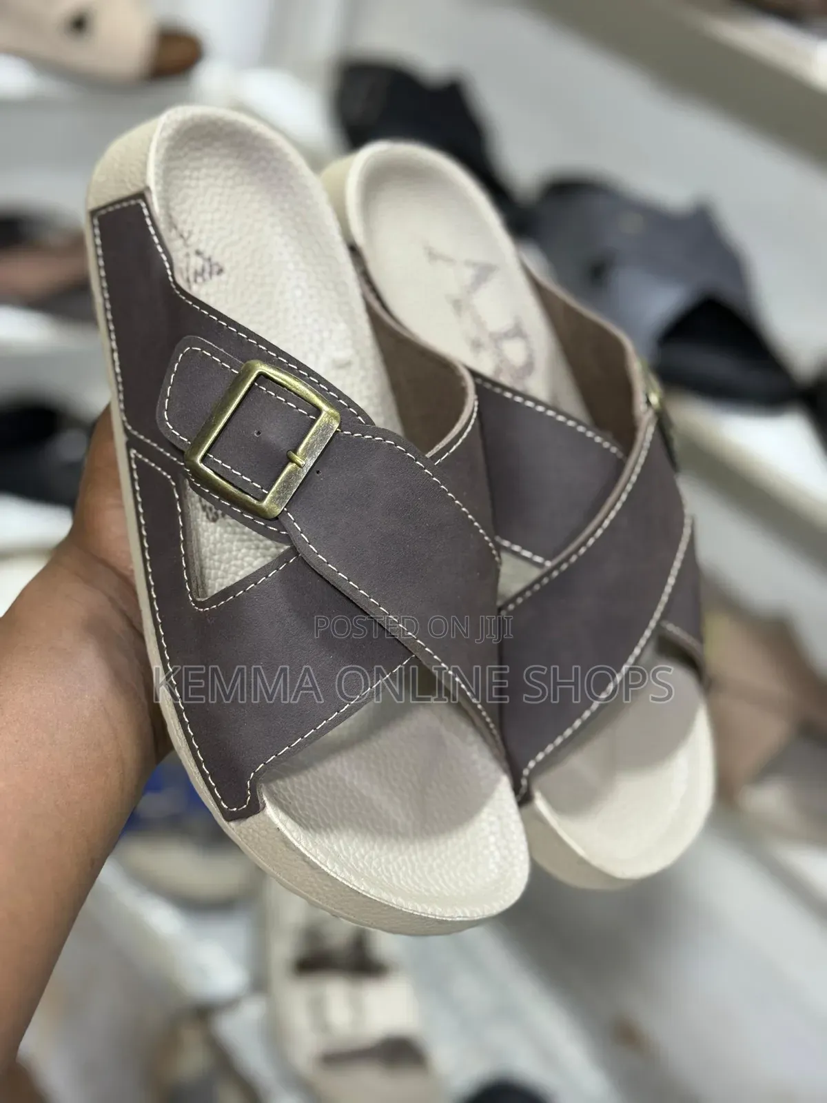 Leather Strap Slipon Unisex Sandals