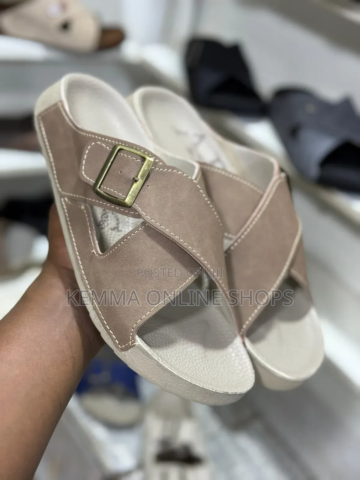 Leather Strap Slipon Unisex Sandals